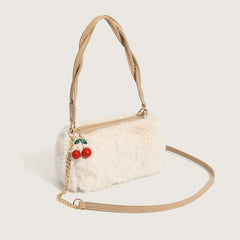 Autumn Winter Women's Cherry Plush Crossbody Handbag