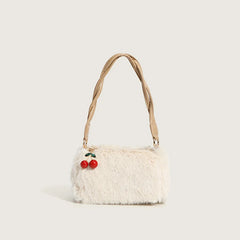 Autumn Winter Women's Cherry Plush Crossbody Handbag