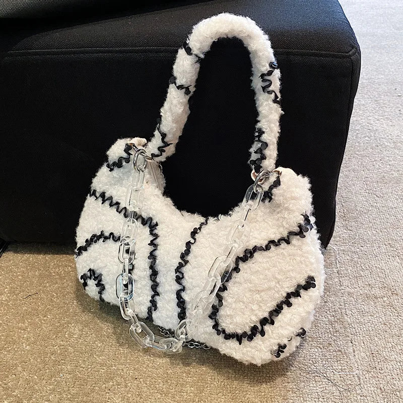 Plush Female Hobos Bag Chain Shoulder Bag