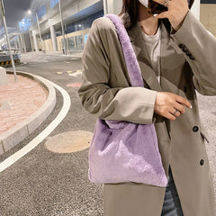 Autumn Winter Plush Handbag Lady Shoulder Female Bags Purse Women