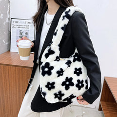 Plush Shoulder Bags Animal Printing Large Handbags