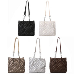 Quilted Cotton Padded Shopper Bag Large-capacity Chain Satchel