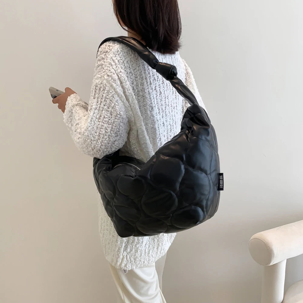 Autumn Winter Crossbody Bag Dumplings Cotton Padded Solid Handbag