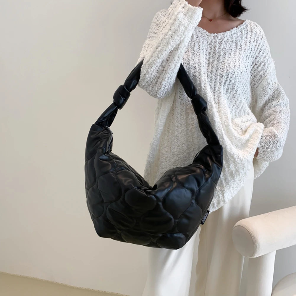 Autumn Winter Crossbody Bag Dumplings Cotton Padded Solid Handbag