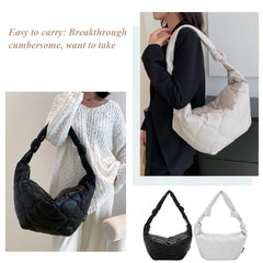 Autumn Winter Crossbody Bag Dumplings Cotton Padded Solid Handbag