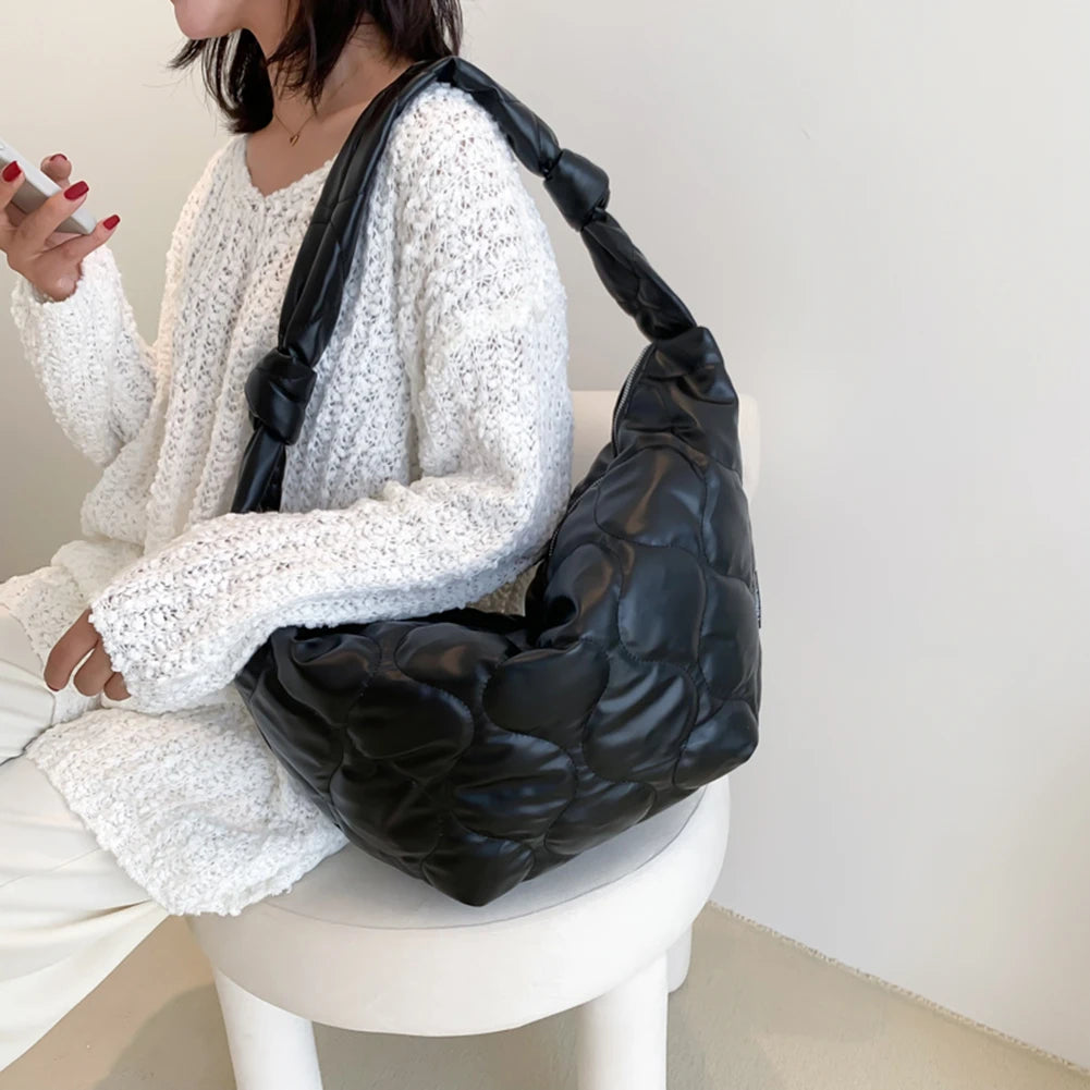 Autumn Winter Crossbody Bag Dumplings Cotton Padded Solid Handbag