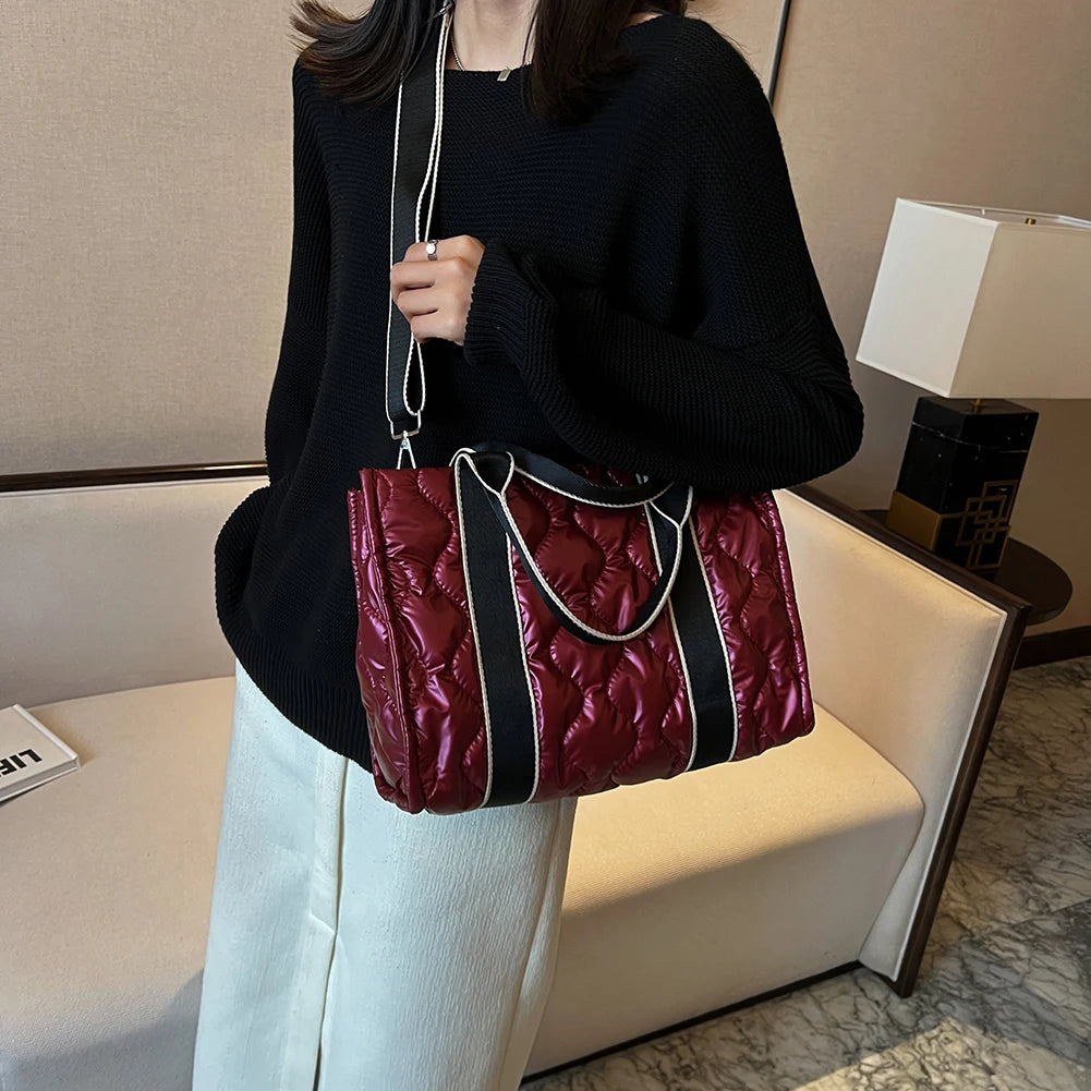 Quilted Cotton Crossbody Satchel for Shopper Travel