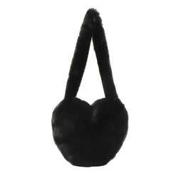 Heart Shape Ladies Tote Handbag Soft Fluffy Purse Shoulder Bag