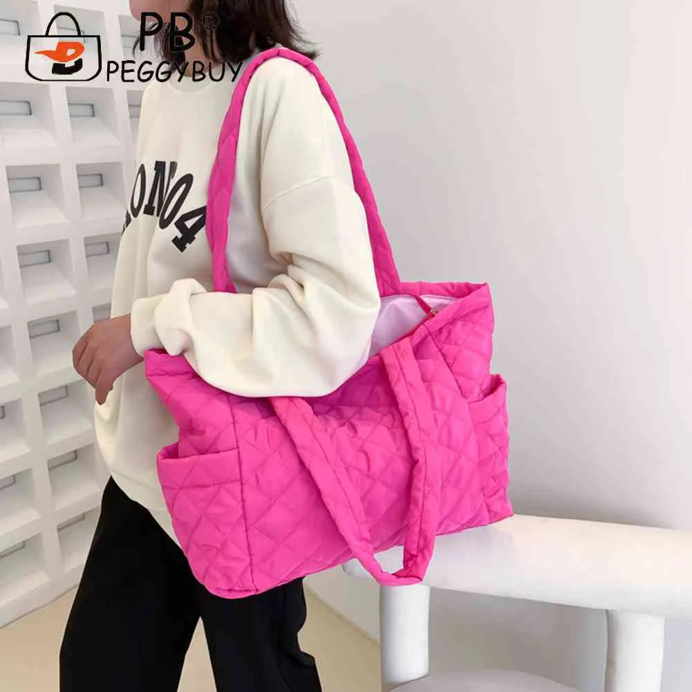 Rhombus Pattern Top-handle Bag Large Zipper Travel Purse for Women