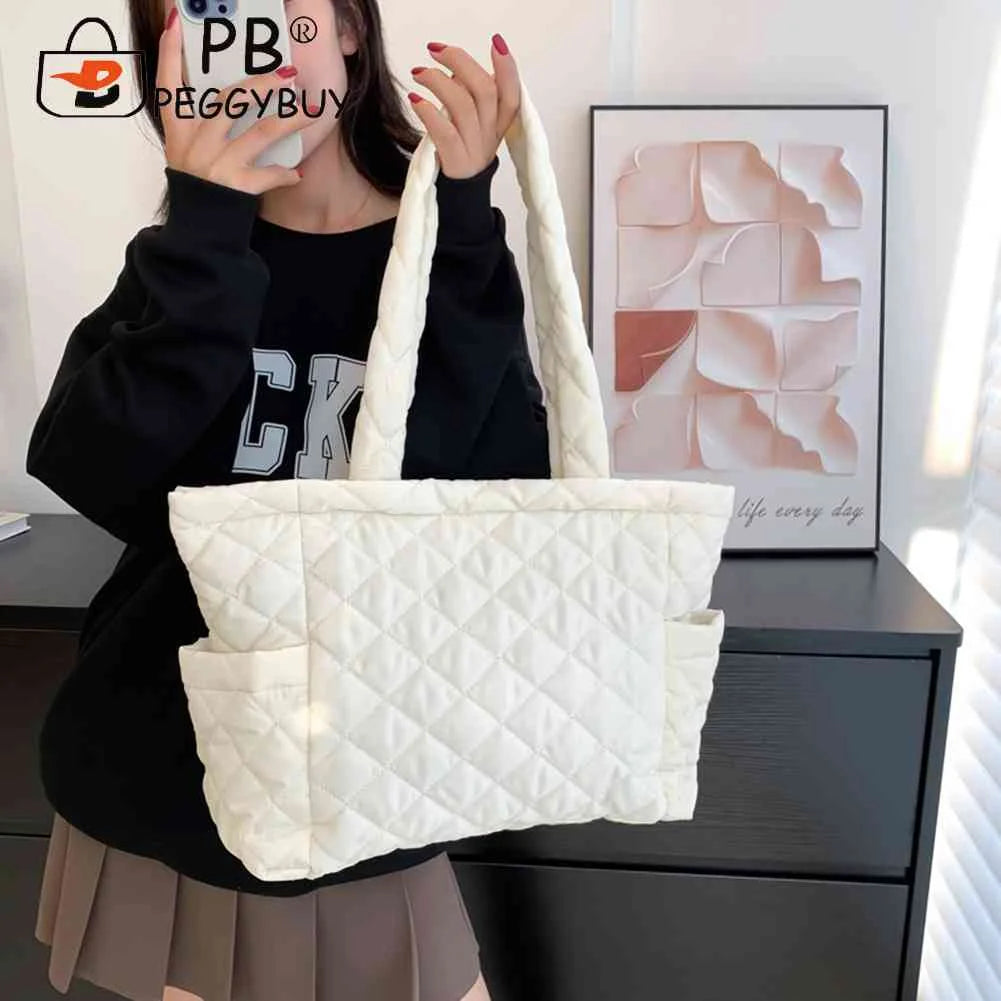 Rhombus Pattern Top-handle Bag Large Zipper Travel Purse for Women
