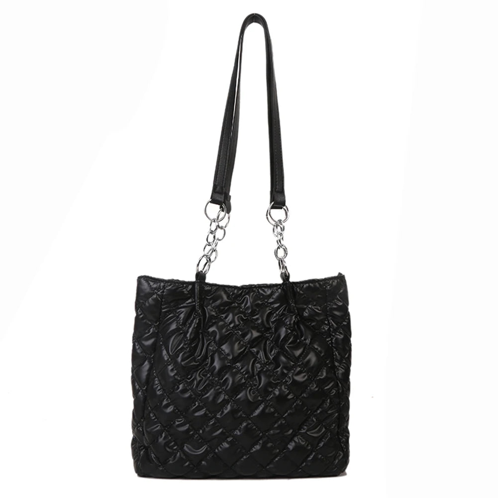 Quilted Padded Tote Bag Solid Travel Satchel