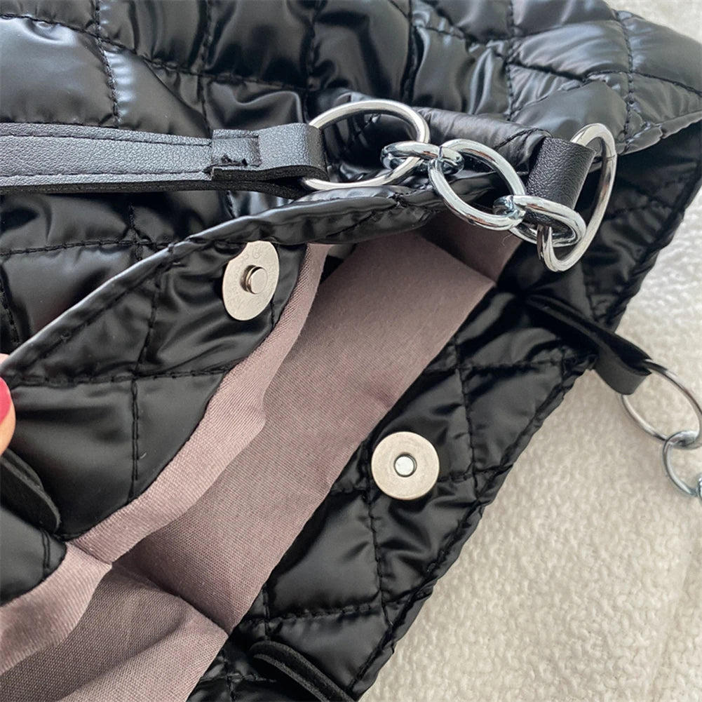Quilted Padded Tote Bag Solid Travel Satchel