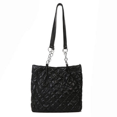 Quilted Cotton Padded Tote Bag Chain Travel Satchel