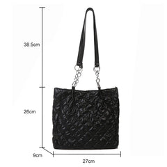 Quilted Padded Tote Bag Solid Travel Satchel