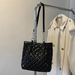 Quilted Cotton Padded Tote Bag Chain Travel Satchel