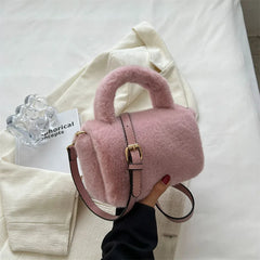 Plush Messenger Bag for Women, Autumn/Winter All-match Portable Bag