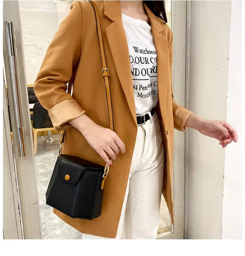 Small Fresh Diagonal Shoulder Bucket Bag for Autumn and Winter