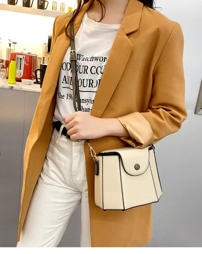 Small Fresh Diagonal Shoulder Bucket Bag for Autumn and Winter