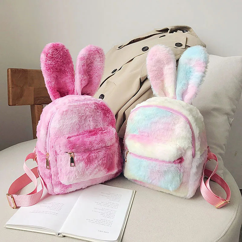 Autumn Bunny Ears Backpack Plush Student Bag