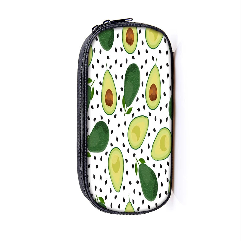 Avocado Print Pencil Bag Boys Girls Study Stationery Box Cosmetic Bags