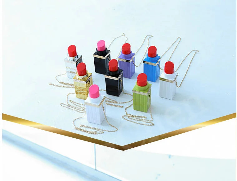 Red/Pink Lipstick Acrylic Blocks Dinner Makeup Shoulder Strap