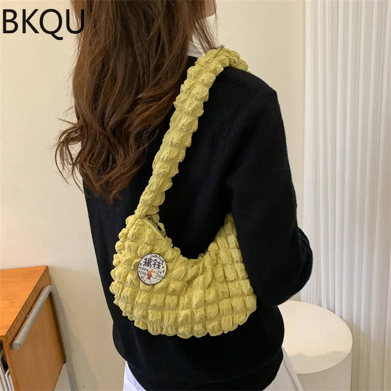 Women Shoulder Bags Lattice Armpit Handbags Mini Pure Shoulder Top-Handle Bag