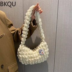 Women Shoulder Bags Lattice Armpit Handbags Mini Pure Shoulder Top-Handle Bag