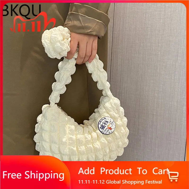 Women Shoulder Bags Lattice Armpit Handbags Mini Pure Shoulder Top-Handle Bag
