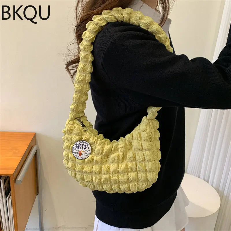 Women Shoulder Bags Lattice Armpit Handbags Mini Pure Shoulder Top-Handle Bag