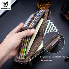 Men's RFID Zipper Wallet with Smart Buckle