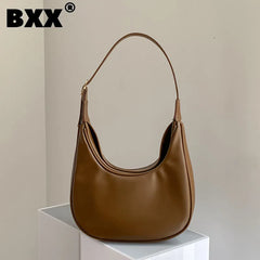 Retro PU Leather Women's Handbag Solid Shoulder Underarm Bag