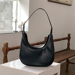 Retro PU Leather Women's Handbag Solid Shoulder Underarm Bag