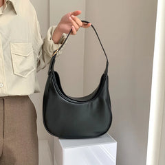 Retro PU Leather Women's Handbag Solid Shoulder Underarm Bag