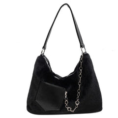 Large Capacity Chain Shoulder Bag Plush Handbag For Women