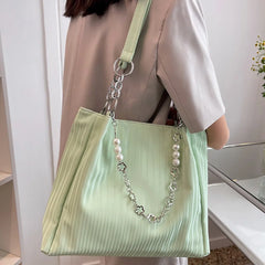 Stylish Striped Tote Bag for Women - Summer Shoulder Bag