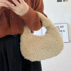 Women's Plush Bags Versatile Protable High Solid Wallet Female Handbag