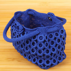 Solid Hand Woven Handbags For Women Hollow Out Female Travel Shoulder Underarm B