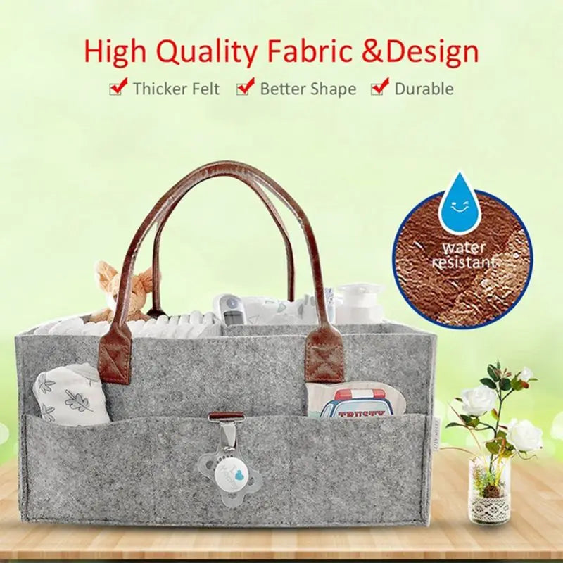 Foldable Felt Baby Diaper Organizer Storage Bag for Mom and Kids