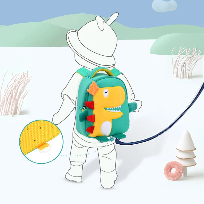 3D Dinosaur Waterproof Backpack for Baby Boys Girls