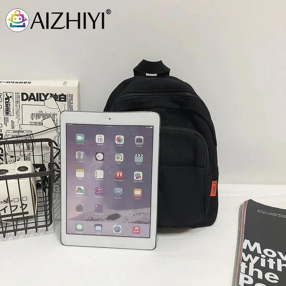 Canvas School Bag Small Shoulder Bag Solid Phone Bag