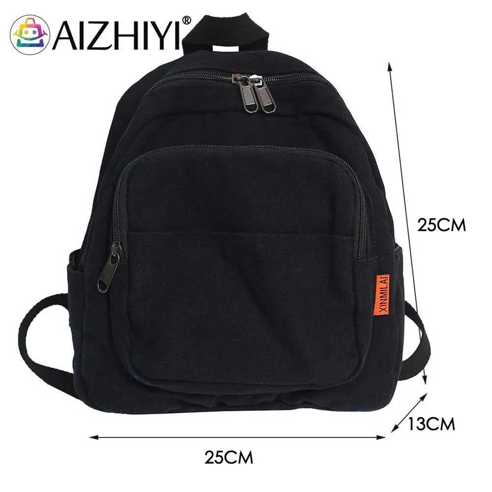 Canvas School Bag Small Shoulder Bag Solid Phone Bag