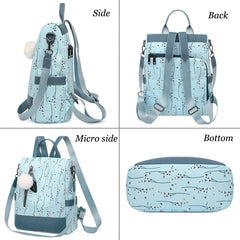 Flower Print Women School Backpack Casual Travel Bag