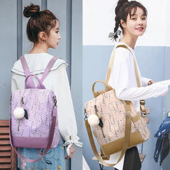 Flower Print Women School Backpack Casual Travel Bag