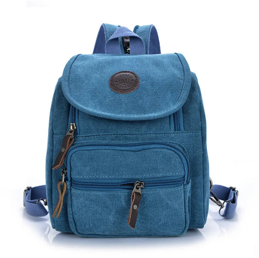 Canvas School Backpack Women Bag Female