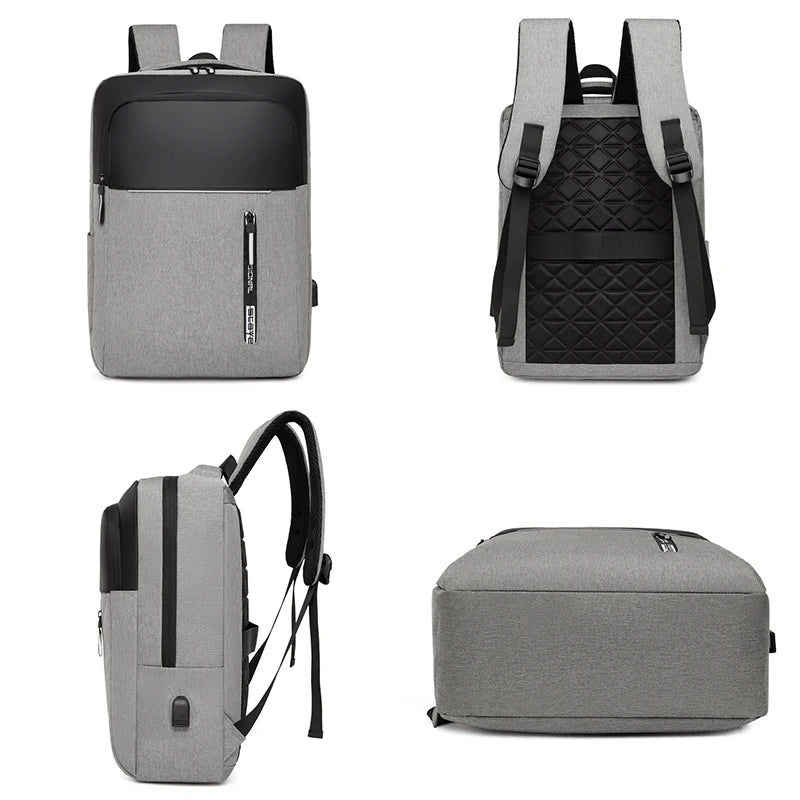 Men's Business Notebook Backpack USB Charging Waterproof 15.6 Inches