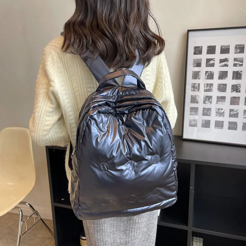 Winter Space Pad Cotton Feather Down Backpack for Women