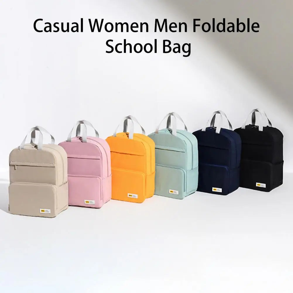 Multiple Pockets Zipper Backpack Casual Foldable School Bag