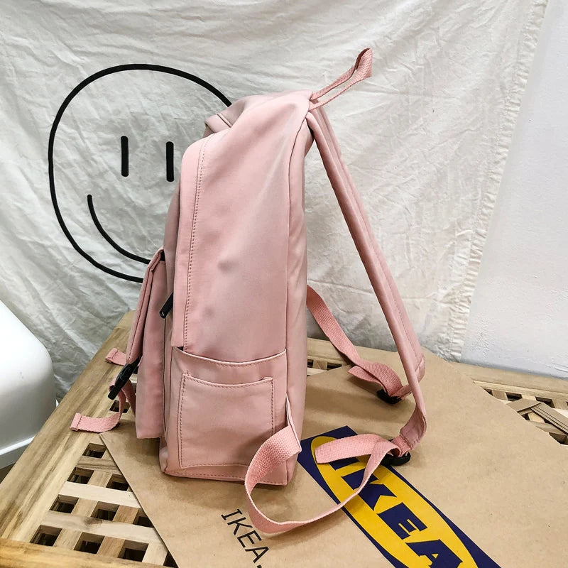 Solid School Bag for Teenage Girl Children Backpacks Travel Bag