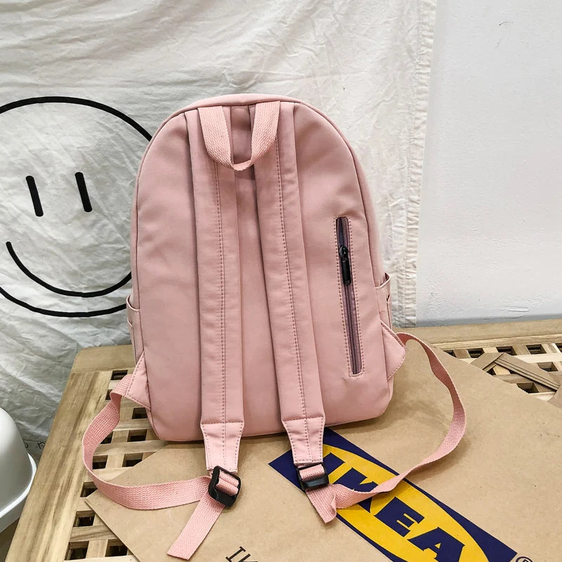 Solid School Bag for Teenage Girl Children Backpacks Travel Bag
