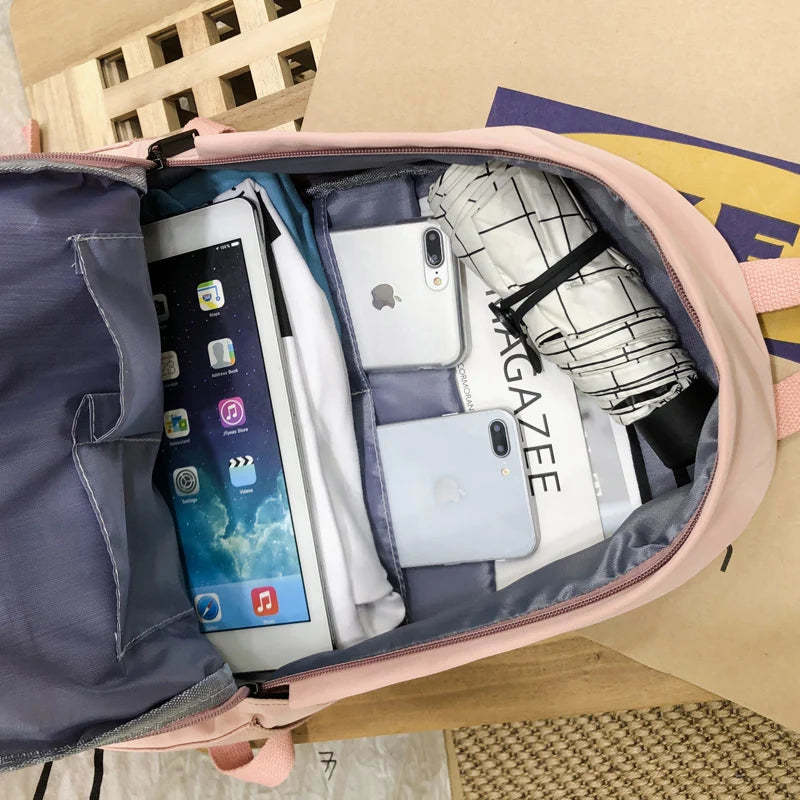 Solid School Bag for Teenage Girl Children Backpacks Travel Bag